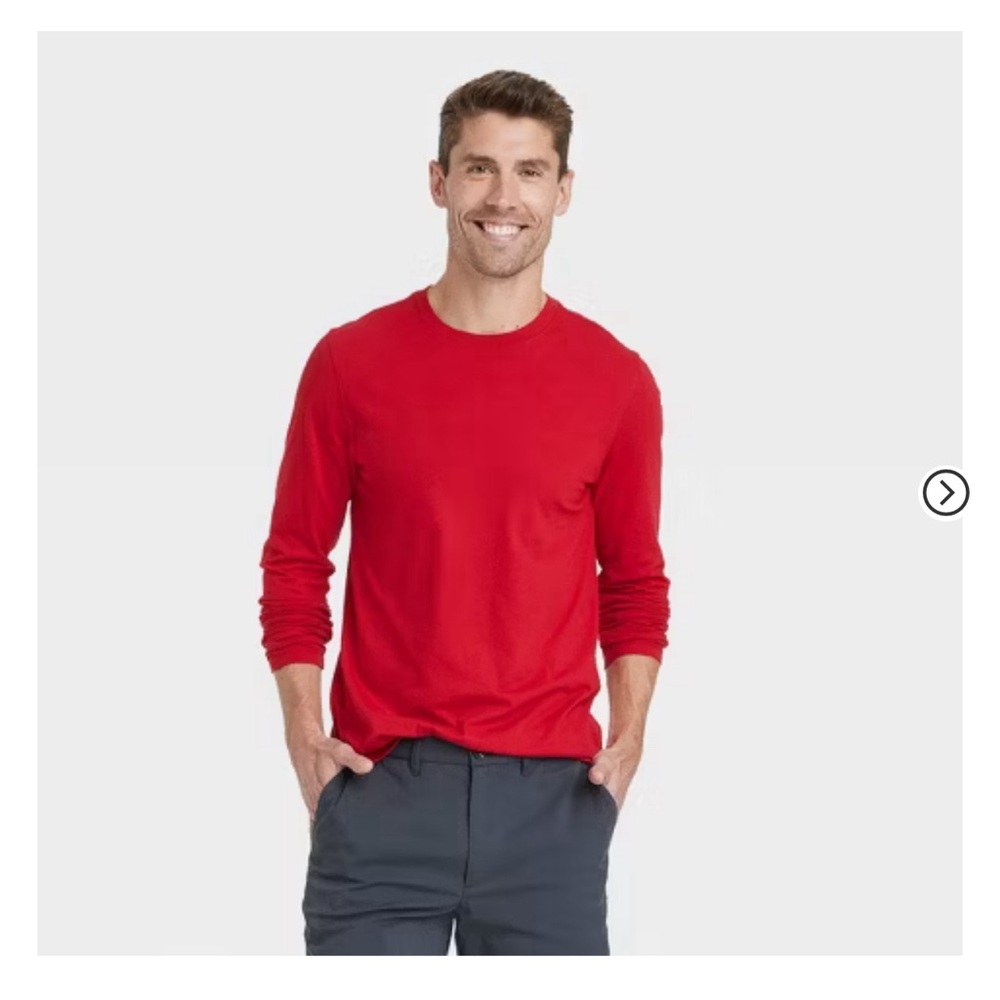 NWT Hanes XL Red Mens Lounge Tshirt Full Sleeve Shirt 60% Cotton Winter Fall